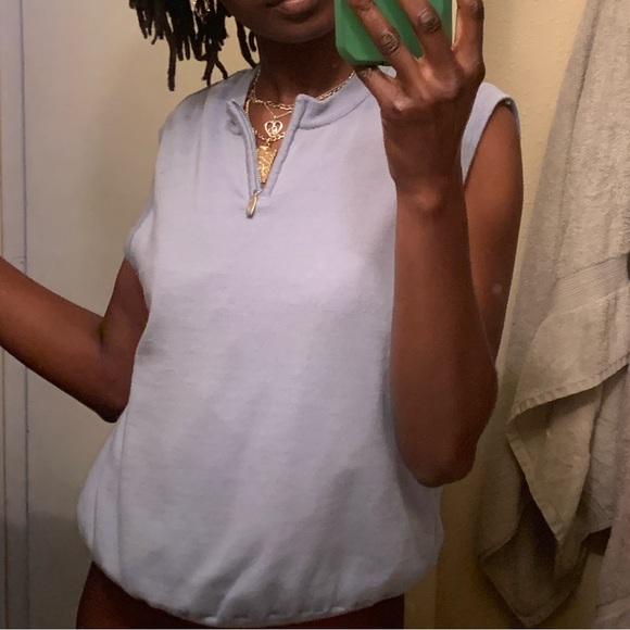 Baby Blue Poloish Tank w Zipper - Picture 5 of 6